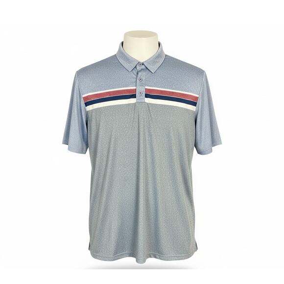 Flag & Anthem Madeflex Performance Polo Short Sleeve Blue Stripe Golf Shirt XXL - Picture 1 of 7